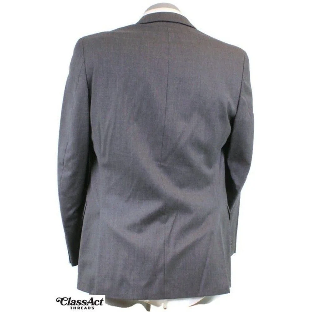 Alfani Suit Jacket Sport Coat Blazer Mens Gray Double Vented Wool 2 Btn 40R